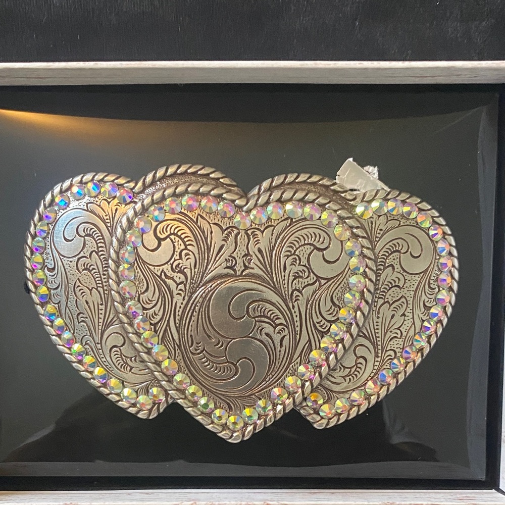 Blazin Roxx Silver Heart Belt with Iridescent Details